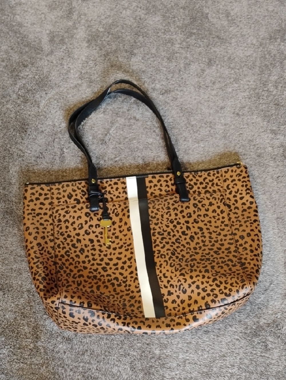 Fossil Rachel Tote Bag Animal Print Missing Zipper Pull